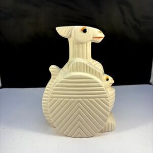 Vintage 1950s Toscany Japan Kangaroo Piggy Bank with Joey Cream Glaze Figurine